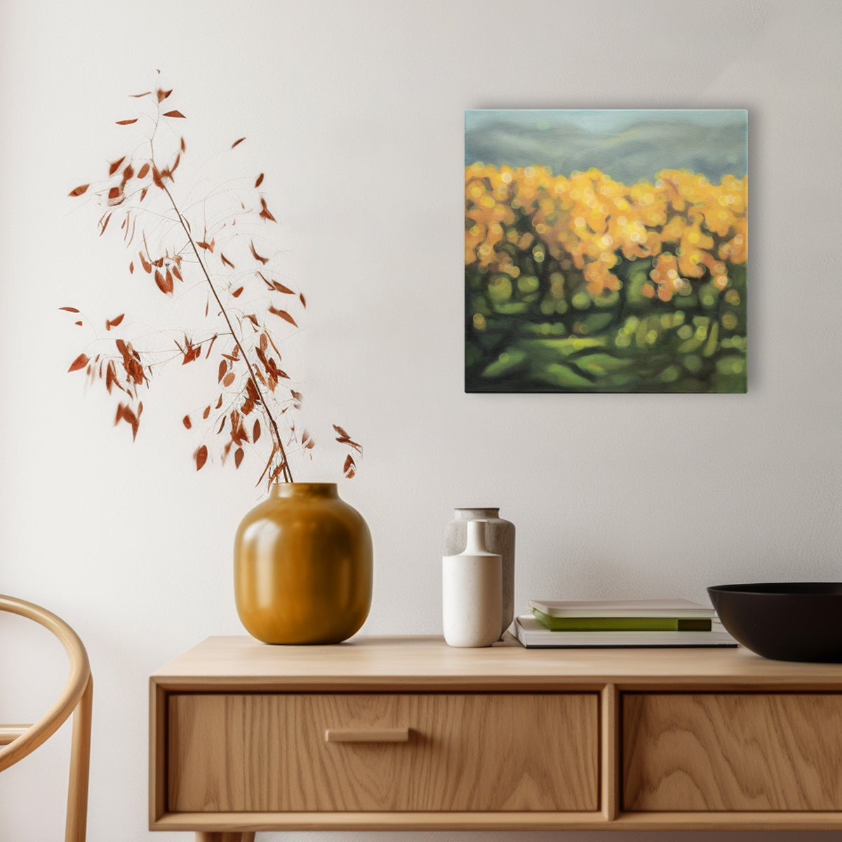 Autumnal vineyard bokeh oil paintings