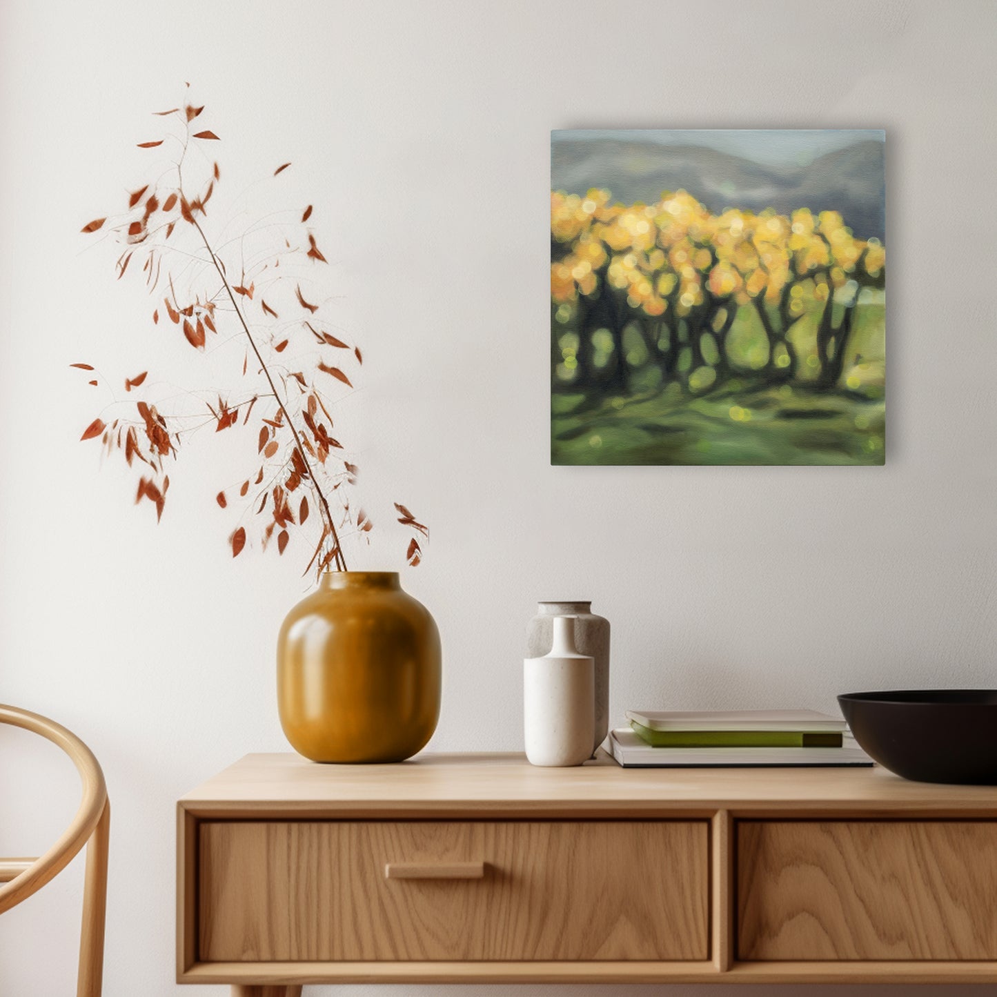 Autumnal vineyard bokeh oil paintings