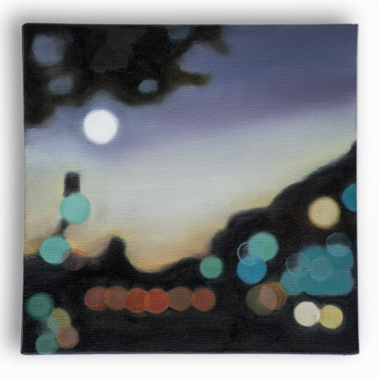 Pulse of the City - Nightscape Bokeh original oil painting on canvas