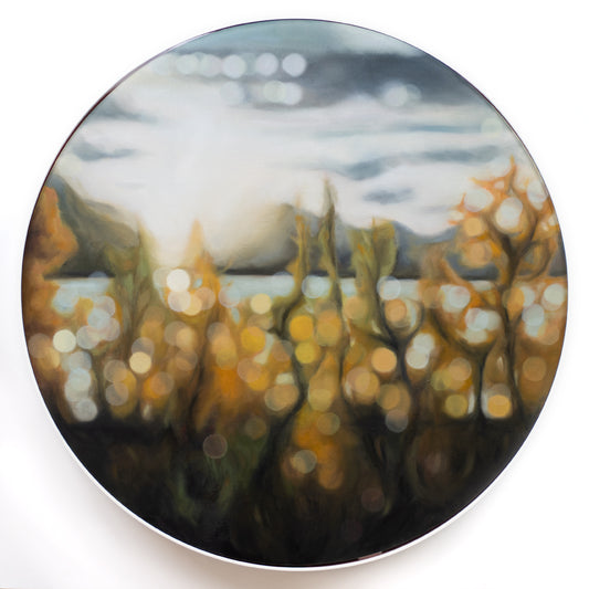 That Wanaka Feeling - Bokeh oil painting on round canvas