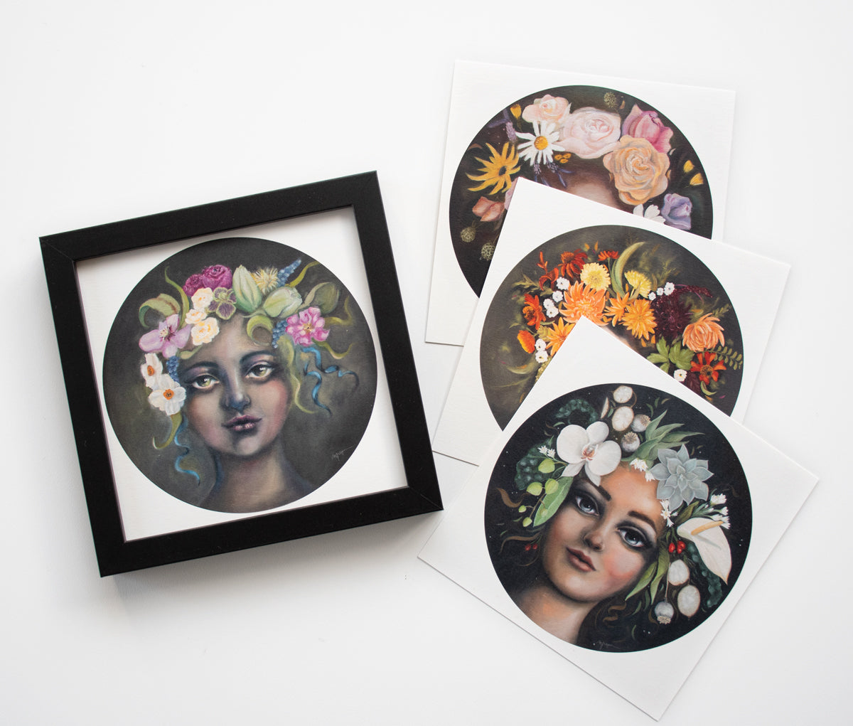 The Four Seasons: Set of 4 seasons botanical portrait prints