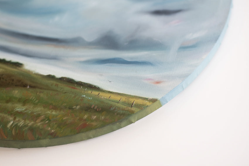 The Way Home - Original round oil landscape painting