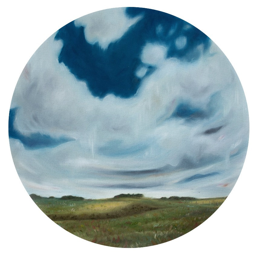 The Way Home - Original round oil landscape painting